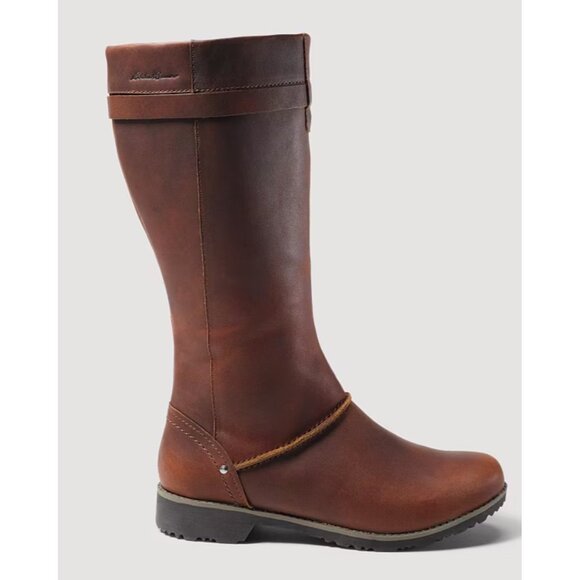 Sold Eddie Bauer Leather Tall Knee High Riding Boots 8 Women Brown Equestrian - Picture 1 of 16